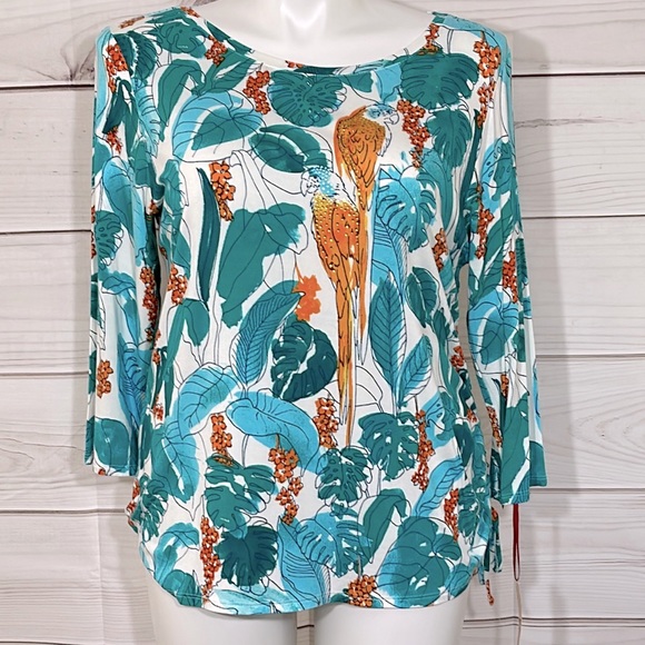Ruby Rd. Tops - NWT Turquoise & White Tropical Ruby Rd Tunic Top Size XL